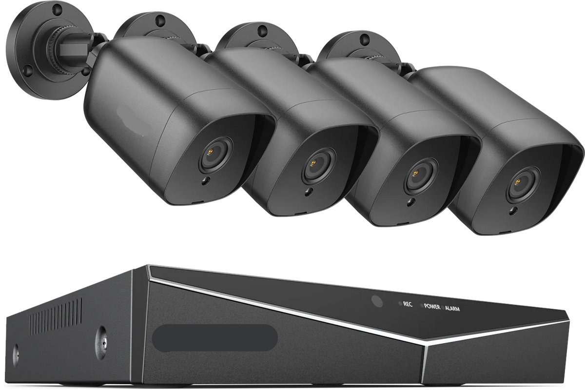 Beveiligingscamerasysteem - 4CH DVR - Openlucht- Bewakingscamera - Beveiligingscamera - IP66 Waterdichte - 2MP IR Buitenbeveiligingscameras - 1080P TVI CCTV Surveillance Kit - 4TB HDD - 4 Stuks - Zwart