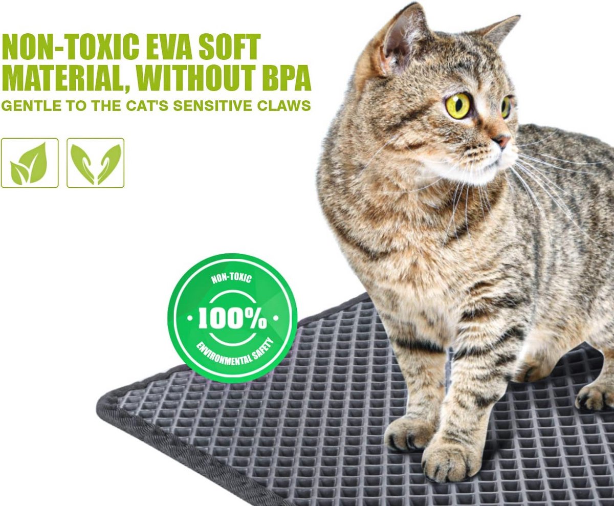 Stream Mat Zachte Kattenbakmat Dubbellaagse Wasbare Waterdichte Bodem voor Kittens (zwart