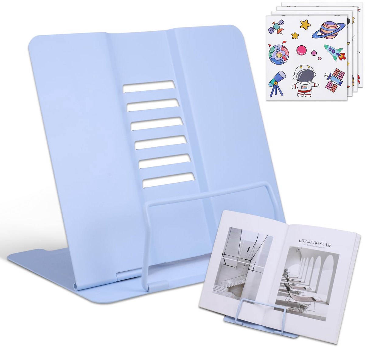 Ibenzoa Opvouwbare Metalen Boekenstandaard met Verstelbare Posities voor Diverse Toepassingen in Blauw