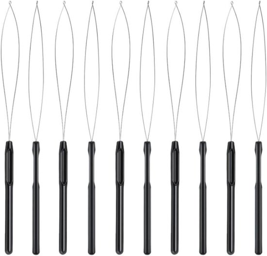 Haarverlengingsset met Microring Haartang, Microring-naaldinrijger, 1 Trekhaak en 500 stuks 5 mm Microringen (Bruin