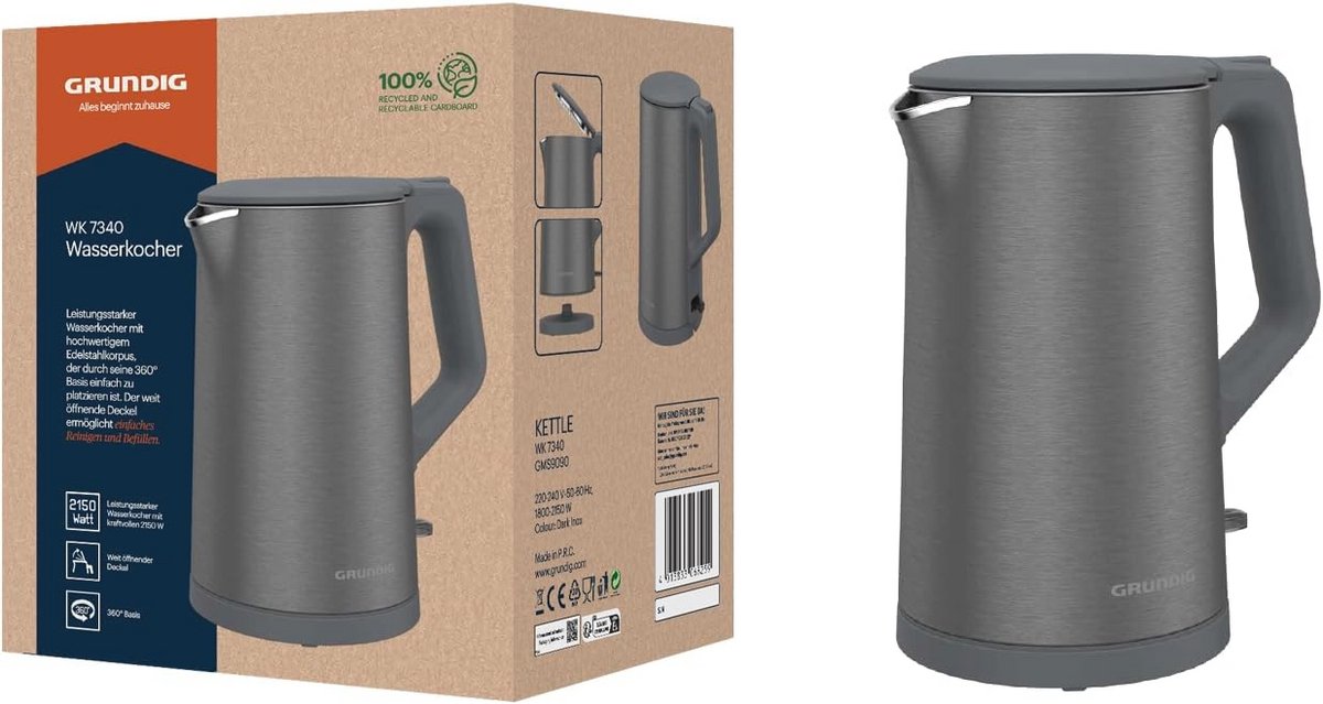 Waterkoker 1,5 L met 2150 W Vermogen en Cool Touch Technologie