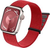Strap-it Nylon Loop bandje - Geschikt voor Apple Watch (Series 12/11/10), (SE 3/2/1), (Series 9/8/7/6/5/4) - 38/40/41/42mm - Rood - Nylon bandje met klittenband - Stof iWatch bandje