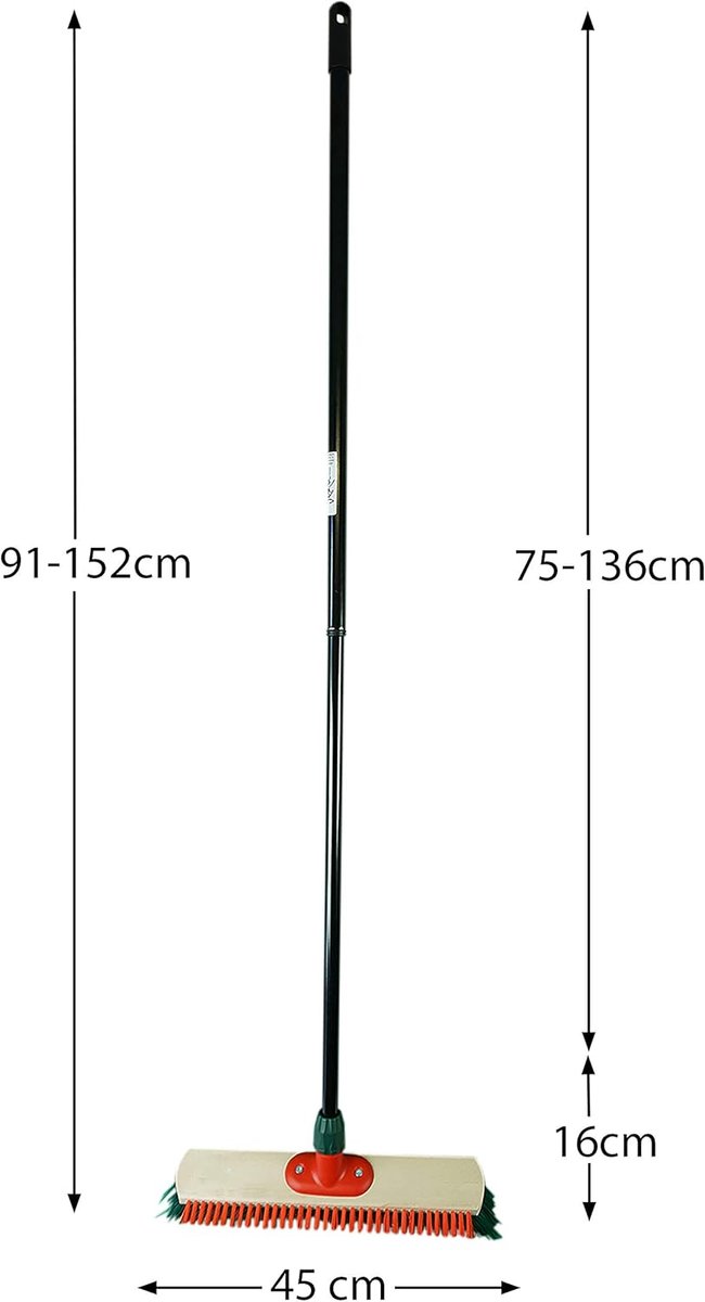High Low Street Bezem met telescopische steel Schraper Veegset Stoffer en blik Paardenhaar Bezem Handbezem (1, Straatbezem + Stoffer en blik Paardenhaar) van Sorbo — afbeelding 4