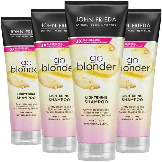 John Frieda Sheer Blonde Go Blonder Shampoo - 4 x 250 ml - Voordeelverpakking