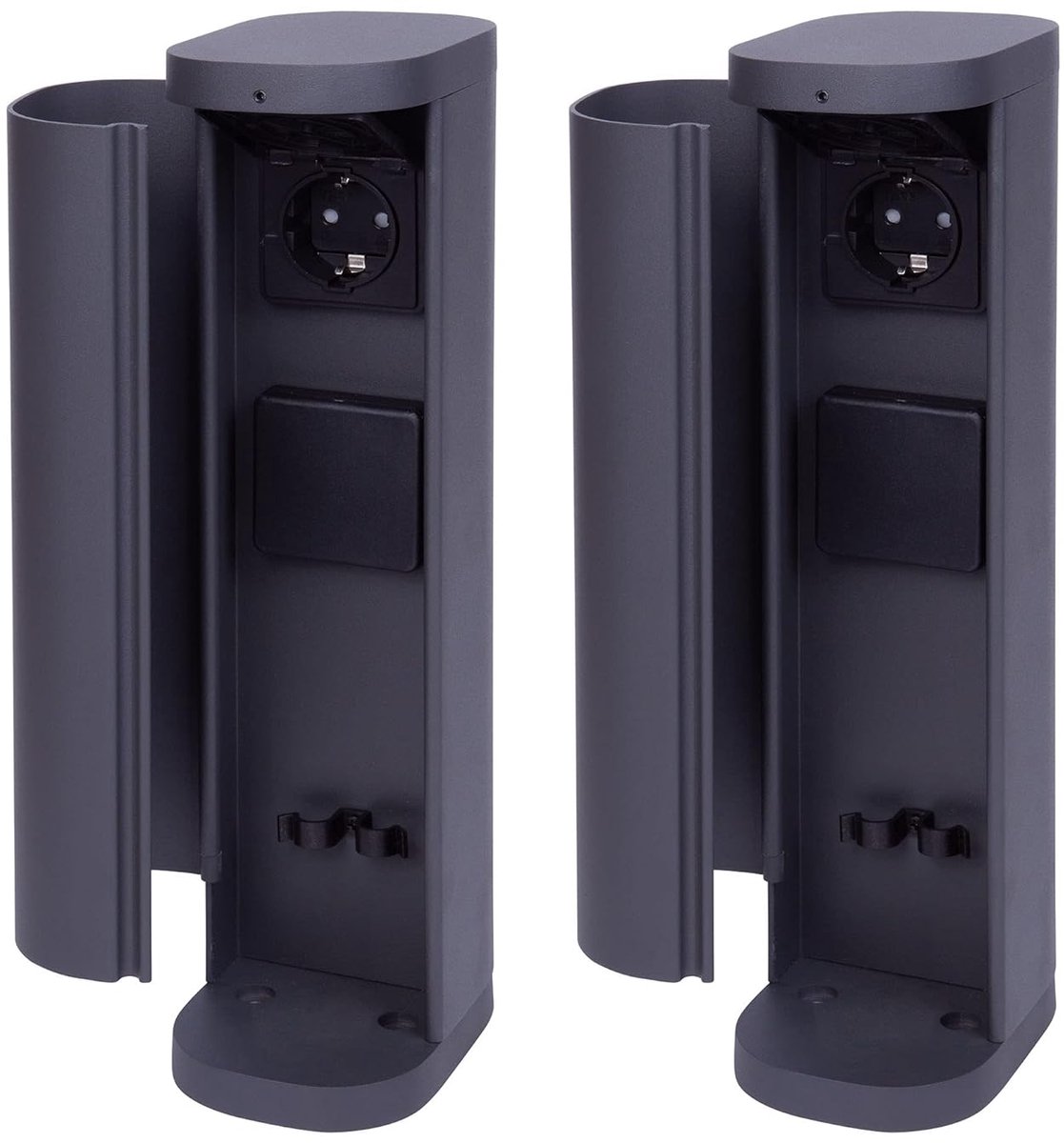 2x stopcontacttoren 2-weg buiten antraciet rond met deksel IP44 stopcontact buiten tuin stopcontact buiten stopcontactzuil tuin stopcontacttoren