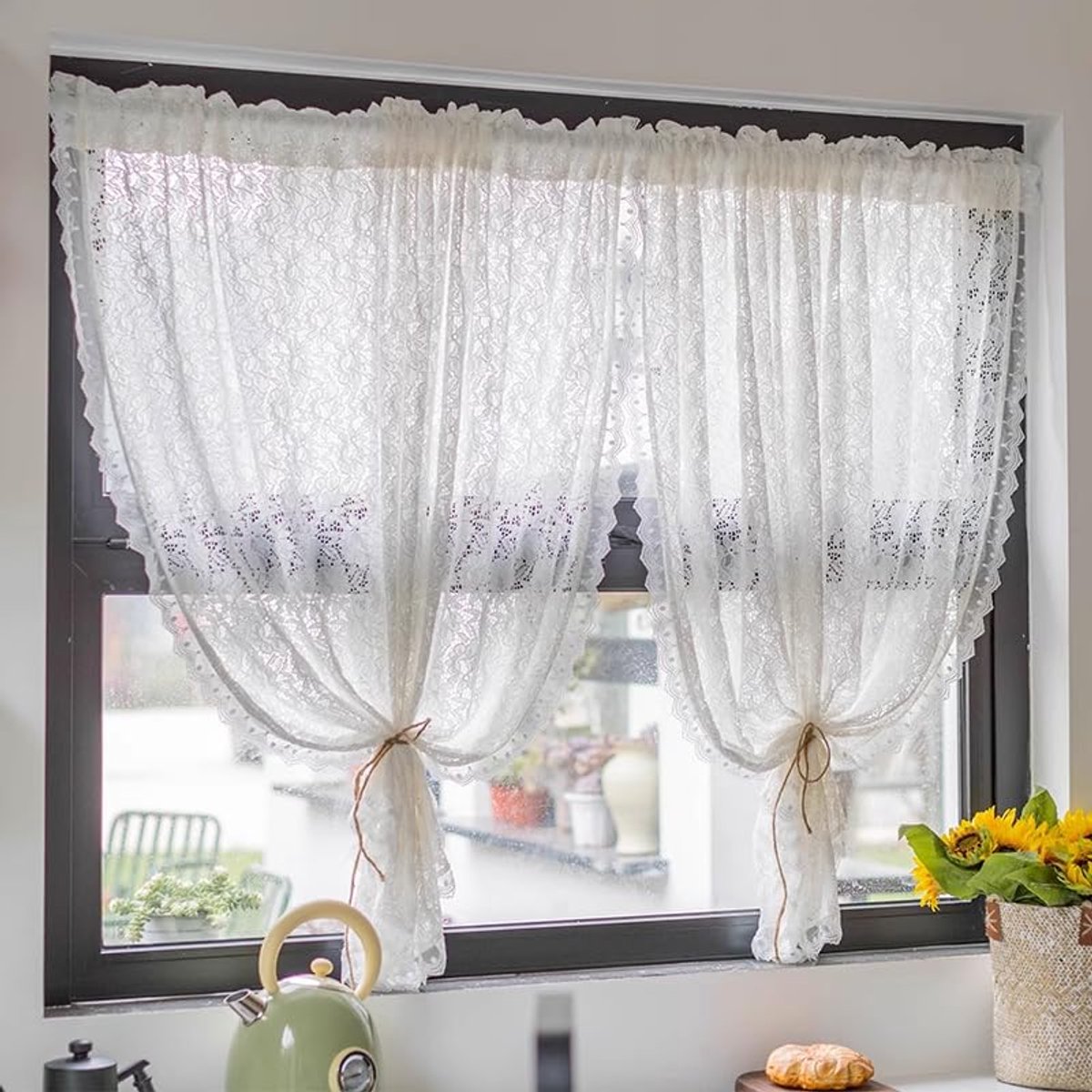 Ibenzoa® Transparante Gordijnen met Elegant Bloemenpatroon voor Romantische Sfeer in Huis