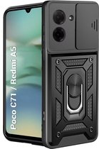 Coque Casemania pour Xiaomi Redmi A5 - Zwart - Coque arrière avec béquille et Protection pour appareil photo