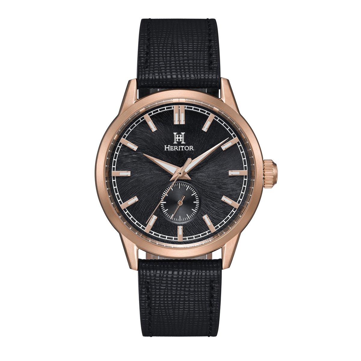 Heritor Automatic Argento horloge met leren band - roségoud-zwart