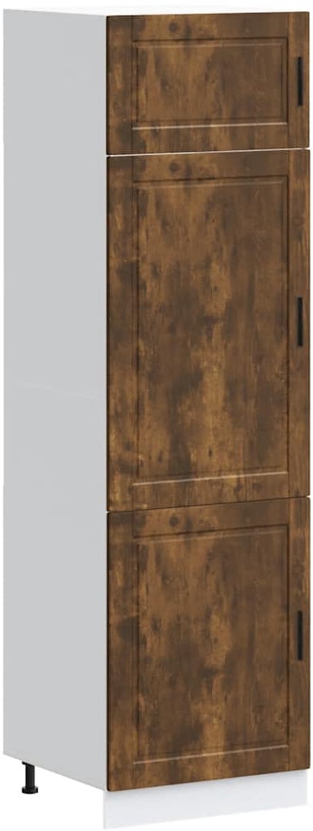 vidaXL Keukenkast - Porto - bewerkt - hout - gerookt - eikenkleurig gerookt eiken