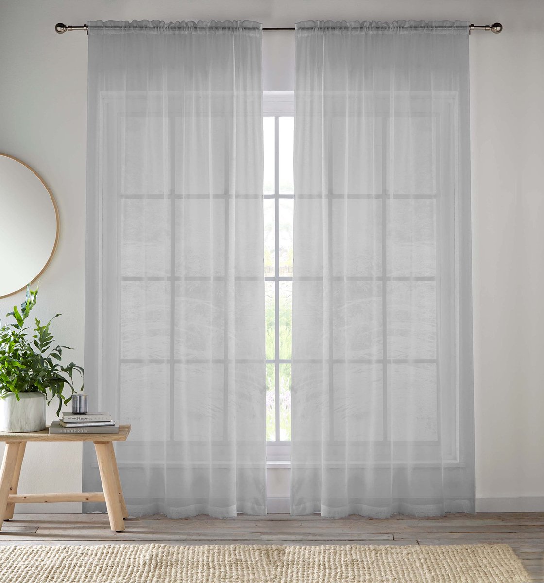 Ibenzoa Stijlvolle Transparante Gordijnen voor Optimale Lichtinval en Privacy in Huis, 145 x 137 cm, Zilvergrijs