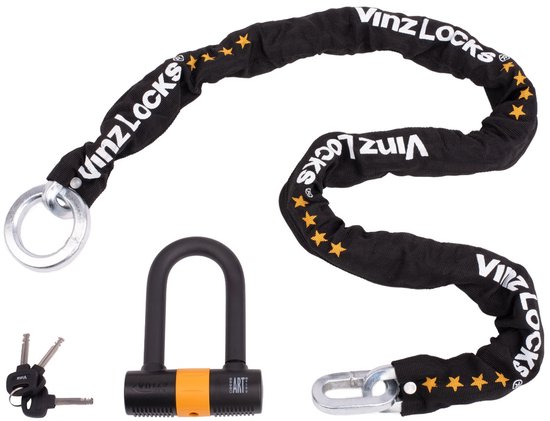 VINZ Trivor ART 4 Chain Lock - 300cm Hardened Steel Motorcycle Lock with Ring/Scooter Lock with Padlock/Boat Lock 3m/Disc Brake Lock