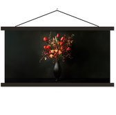Posterhanger incl. Poster 60x30 cm - Schoolplaat - Bloemen - Takken - Boeket - Textielposter - Zwarte latten