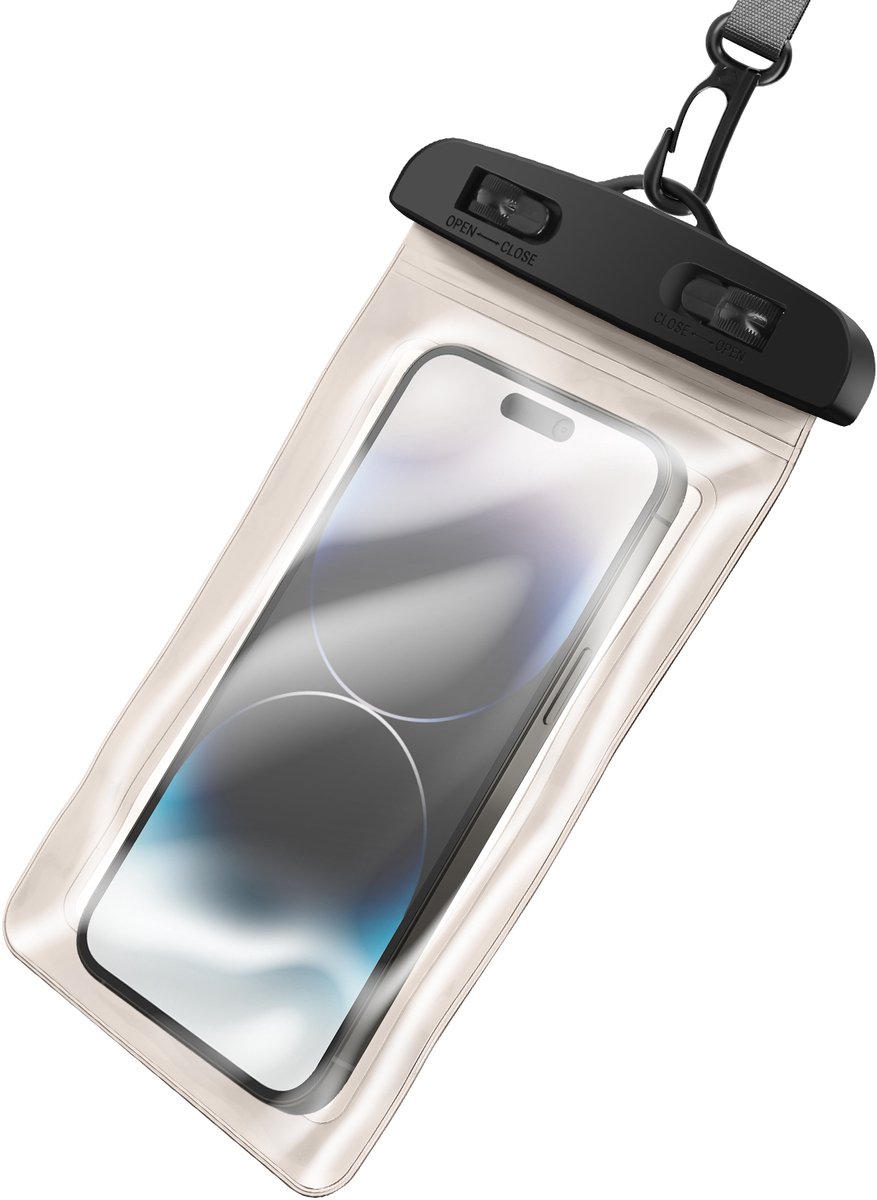 Avizar Waterdichte hoes voor 5,8 tot 6,8 inch touch telefoon nekband, Transparant
