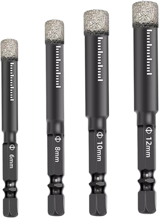 Set met droge diamantboren - 8 stuks 1/4 (6 mm) gatenzaag en 2 stuks 1/4 (6 mm) hardmetalen boor met ronde schacht voor marmer graniet keramische porseleinen tegel kwarts SANLEETEK