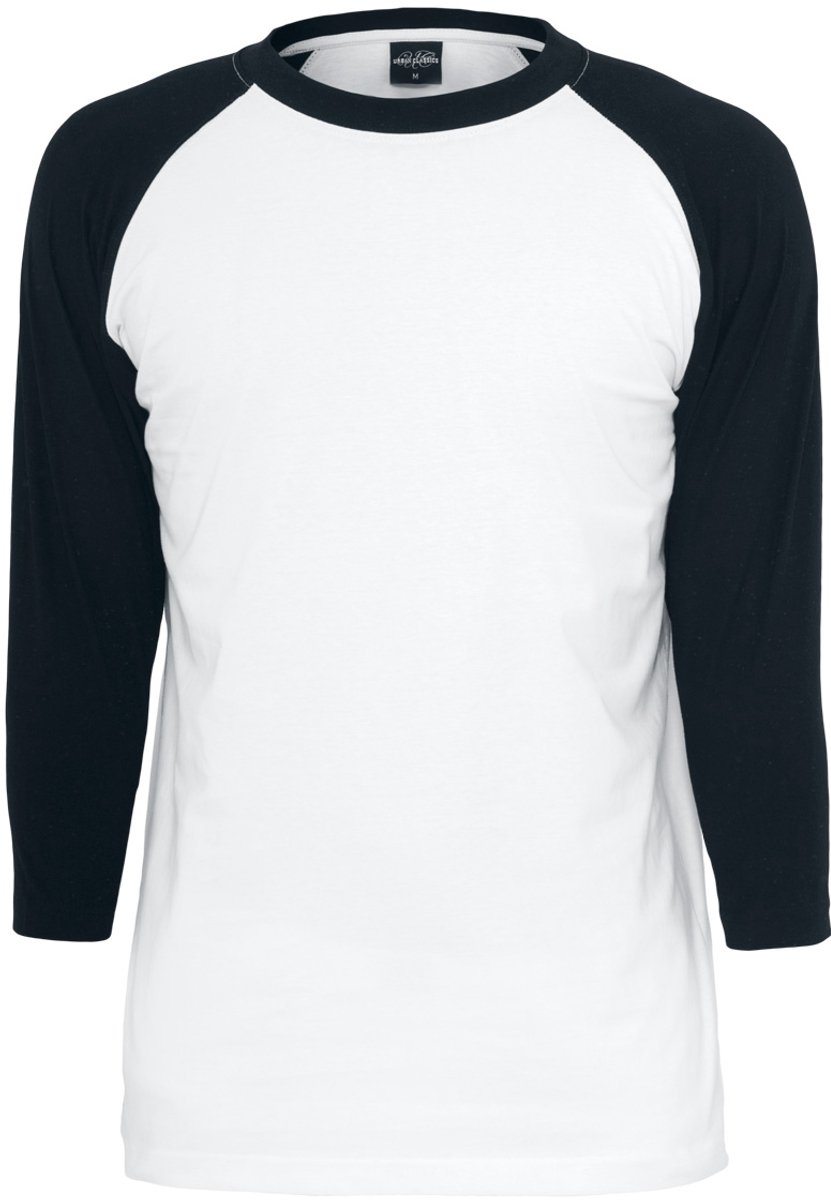 Urban Classics Contrast 3/4 Sleeve Raglan Tee Heren Shirt met lange mouwen 4XL Zwart