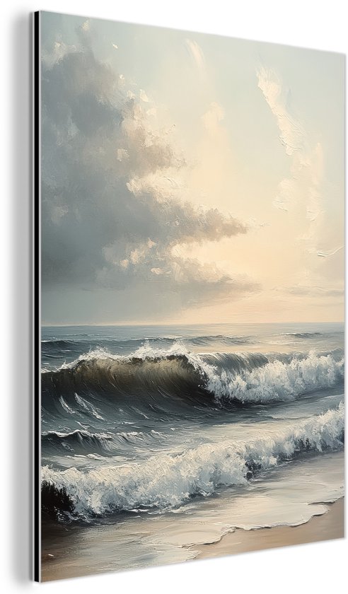 Tableau sur aluminium 120x160 cm - Décoration murale en métal - Plage - Mer - Coucher de soleil - Décoration murale en métal pour salon - Décoration industrielle - Photo sur Dibond - Accessoires industriels pour chambre