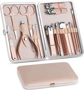 JC's - 18-delige Professionele Manicure Set & Pedicureset met Nagelvijl & Nageltang – Nagelset met Nagelschaartje & Huidverzorging – Manicure Etui - Nagelknipper - behandeling nagels en huid
