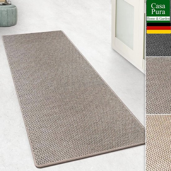 Tapis de couloir pour cuisine, couloir et salon - Tapis de couloir aspect sisal sur mesure au mètre - Revêtement de sol doux et résistant