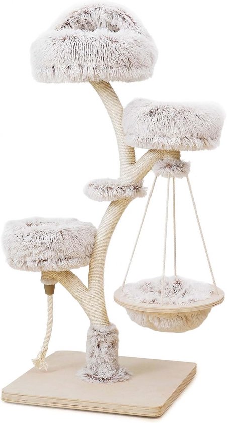 Vidaxl -krabpaal -beige -95 Cm -pluche