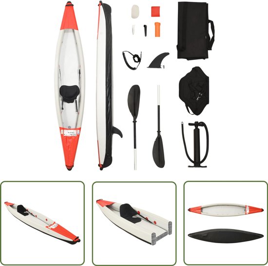 The Living Store Kajak opblaasbaar 375x72x31 cm polyester rood - Opblaasbare Kajak - Kano - Watersport - Kayak - Reddingvest