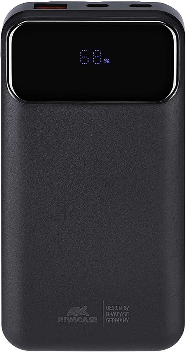 RivaCase VA2211 - Powerbank 10.000 mAh - Snellader - Display - 3 Kabels: USB-C/USB-A/Lightning