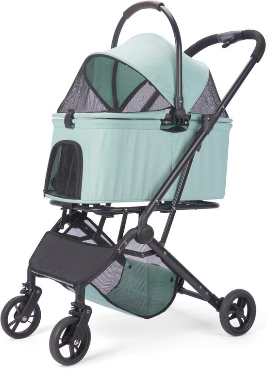 Petique Grote hondenwagen - hondenkinderwagen - hondenkinderwagen - wandelwagen - hondenbuggy - huisdierenkinderwagen - 3 wielen geventileerde veiligheidsgordel reisvervoer - hondentrolley voor