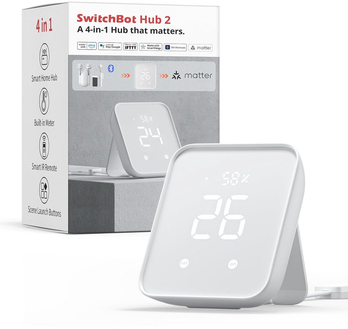 Slimme WiFi Thermometer Hygrometer met IR Afstandsbediening en Lichtsensor - Compatibel met Alexa en Google Assistant