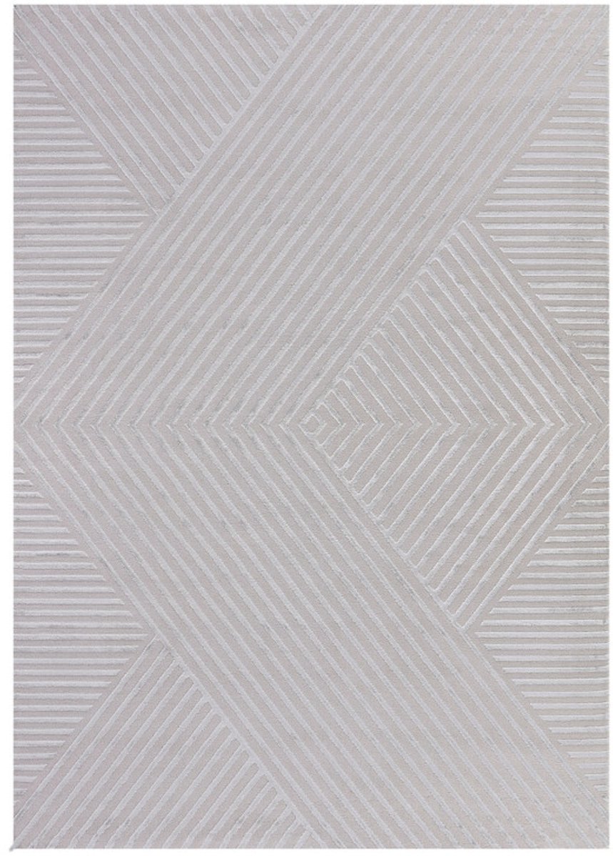 Ayyildiz Sahara Vloerkleed – Zilver – Diagonaal Lijnenspel – Laagpolig & Modern – 140x200 cm
