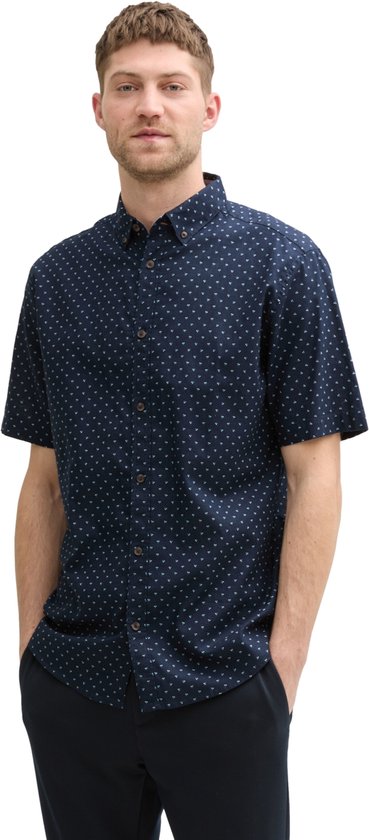 Chemise homme Tom Tailor CHEMISE EN COTON ET LIN IMPRIMÉ coupe classique Blauw L Adultes