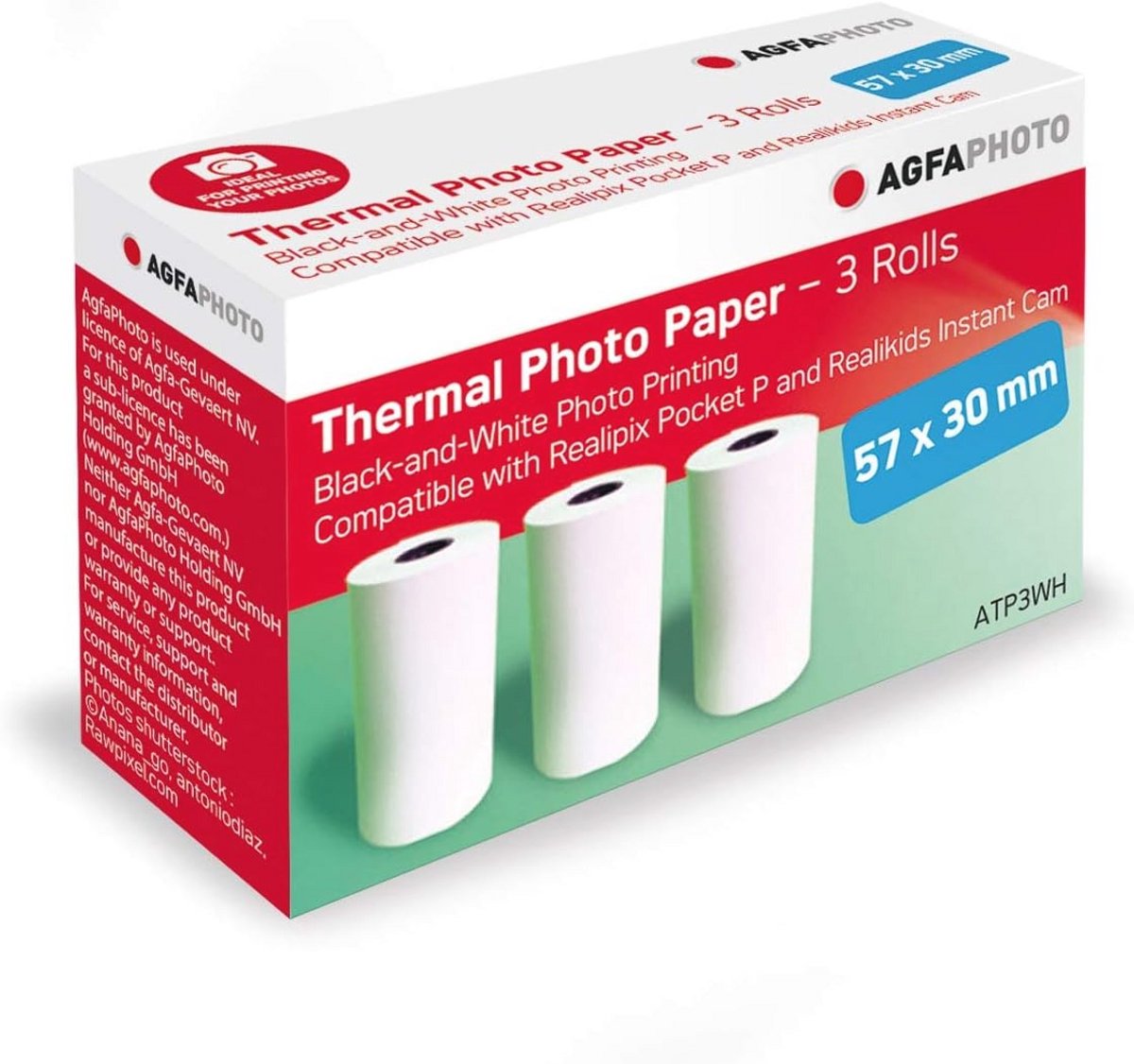 Thermisch printerpapier Zwart & Wit - 3 Rollen voor Realipix P Pocket Printer & Realikids Instant Camera