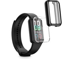 kwmobile Lot de 2 étuis pour montre connectée Amazfit Band 7 - Étui de sport en Siliconen - Étui de suivi d'activité transparent/noir