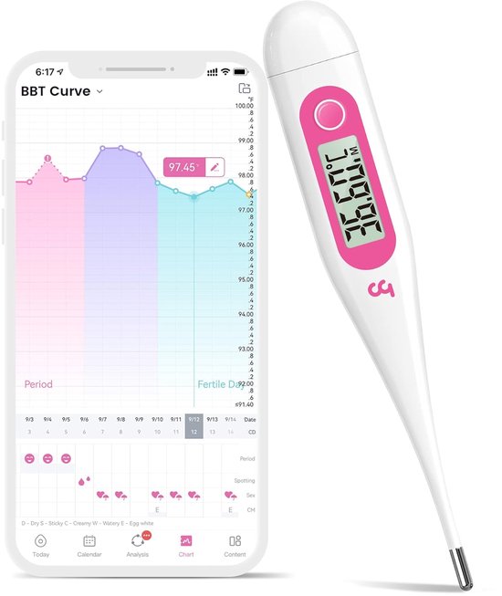 Foto: Digitale basale thermometer voor vruchtbaarheid nauwkeurige temperatuurmeting handmatige bbt monitoring