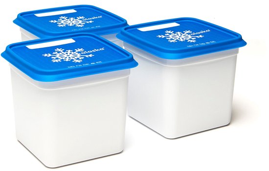 Alaska diepvriesdozen - 3x1200ml - Diepvries vershousbakjes - Stapelbare bewaarbakjes - BPA-vrij - Microgolfoven veilig - Wit&Blauw