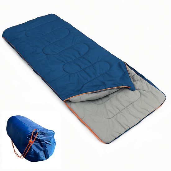 Sac de couchage d'été modèle Enveloppe 190x80 cm - Température confort 10°C - Léger et compact - Blauw - Idéal pour le camping et les vacances