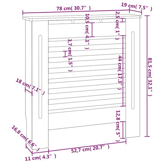 vidaXL Radiatorombouw 78 cm MDF zwart