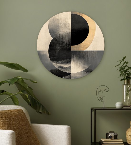 WallCircle® Wall Circle 60x60 cm - Cercles muraux - Ombre - Abstrait - Décoration murale salon - Décoration murale chambre - Accessoires de décoration de chambre - Tableaux ronds