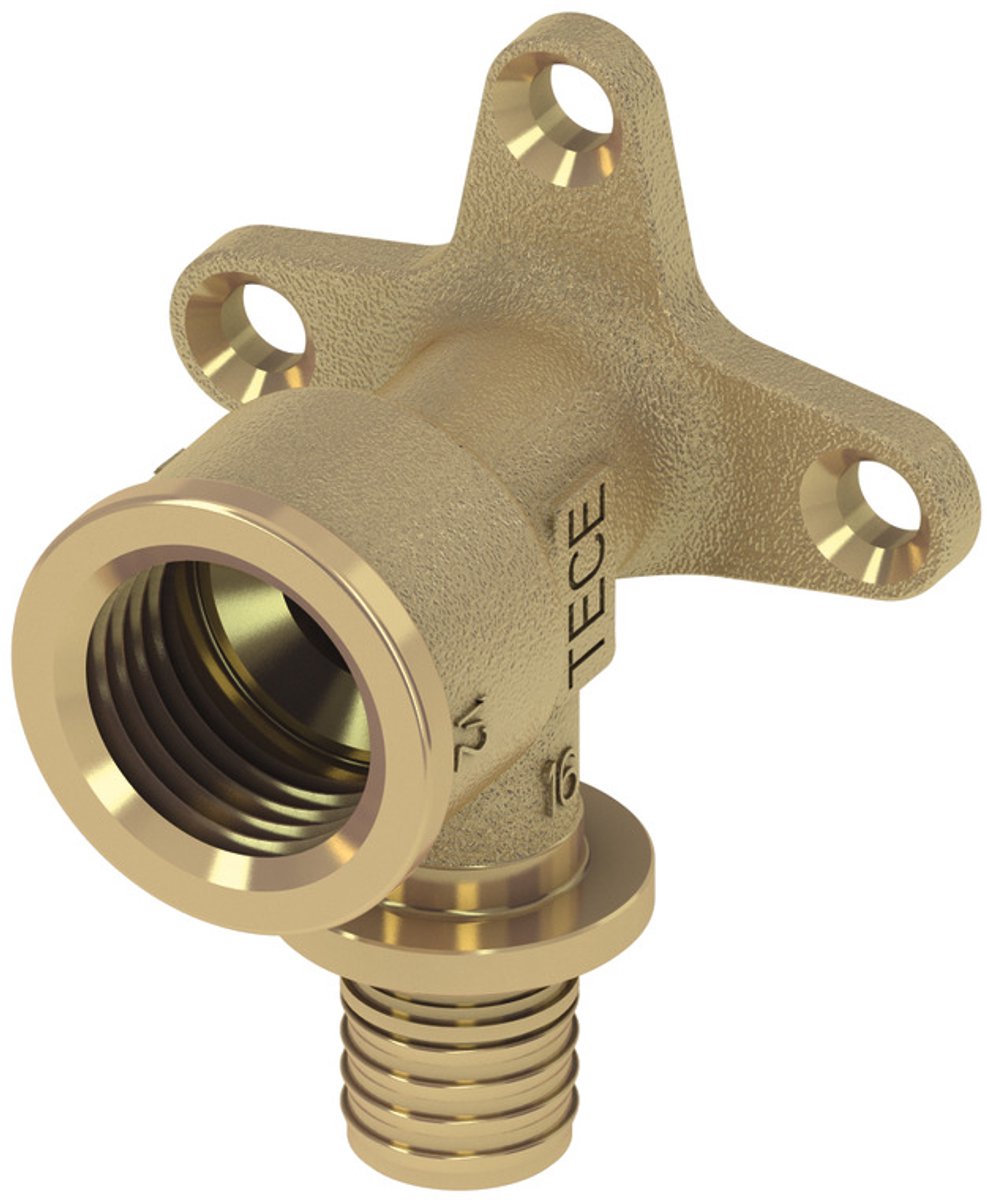 TECE TECEflex muurplaat, standaard messing, afmeting 20 x Rp 1-2", 768520