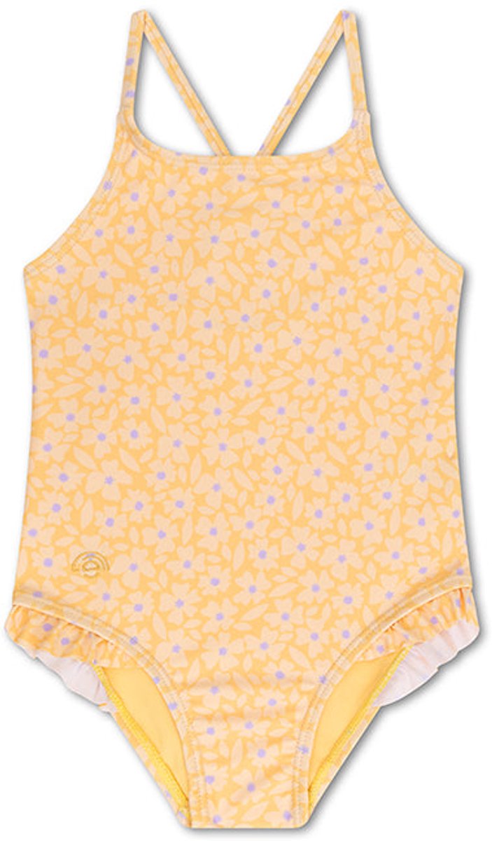 Swim Essentials | Gele Bloemen Meisjes UV Badpak - Maat 134/140