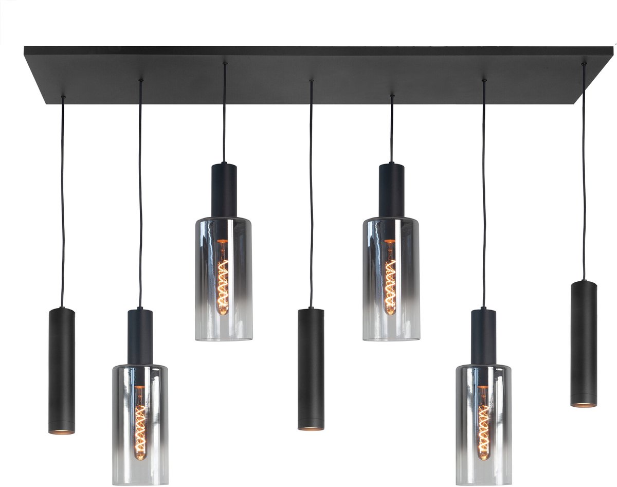 Highlight Hanglamp Perugia 4+3 lichts L 130 cm zwart rook