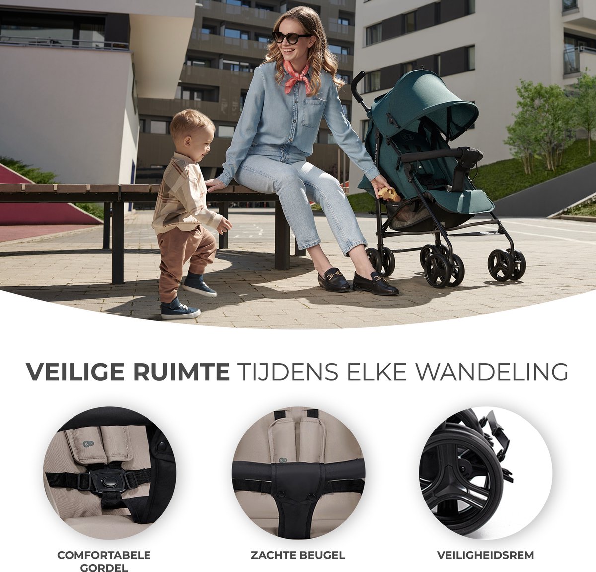 Kinderkraft TIK - Buggy - Lichtgewicht 6,5 kg - Verstelbaar Tot Ligpositie - Beige – foto 6