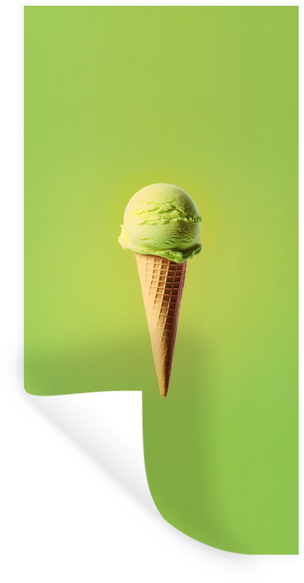 Muurstickers - Sticker Folie - Hoorntje - Schepijs - Groen - 20x40 cm - Plakfolie - Muurst