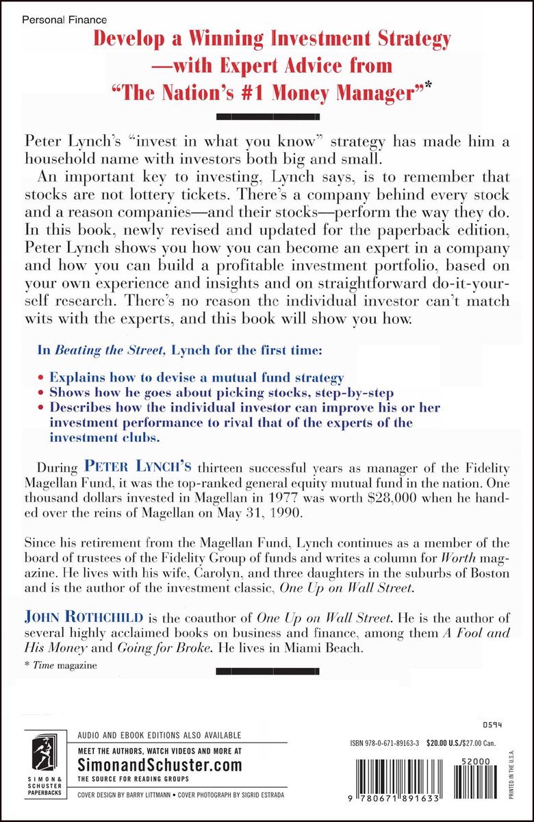 Livre intitulé 'Develop a Winning Investment Strategy' par Peter Lynch. Contient du texte sur l'investissement et une photo de l'auteur.