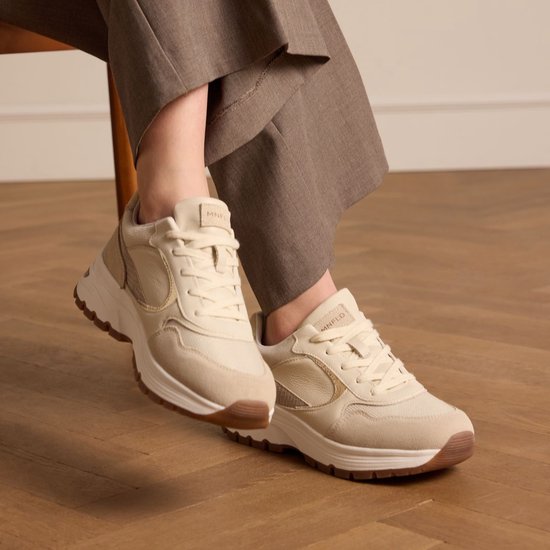 Manfield Sneakers Leren Dames Sneakers Manfield Leren Sneakers Wit