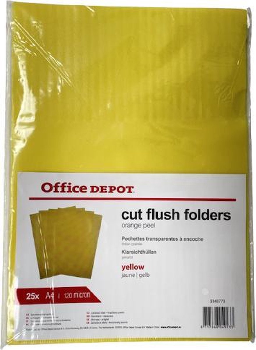Office Depot A4 Gele polypropyleen L-mappen insteekhoezen 120 micron - 21,7 (b) x 30,7 (h) cm 25 stuks