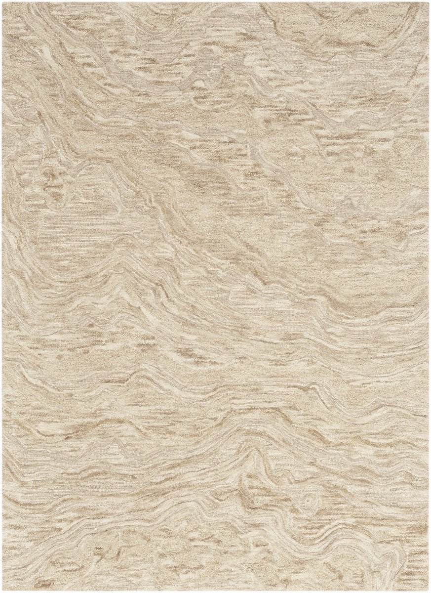 Nourison Graceful Taupe GRU01 Vloerkleed - 160 x 221 cm - Beige - Rechthoekig, Loper - Wol - Eetkamer, Woonkamer, Slaapkamer - Abstract - Landelijk, Modern