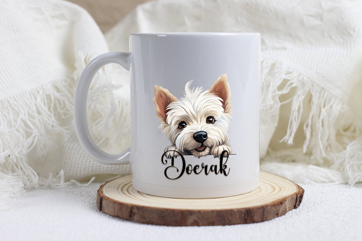 West Highland white terrier mok met naam