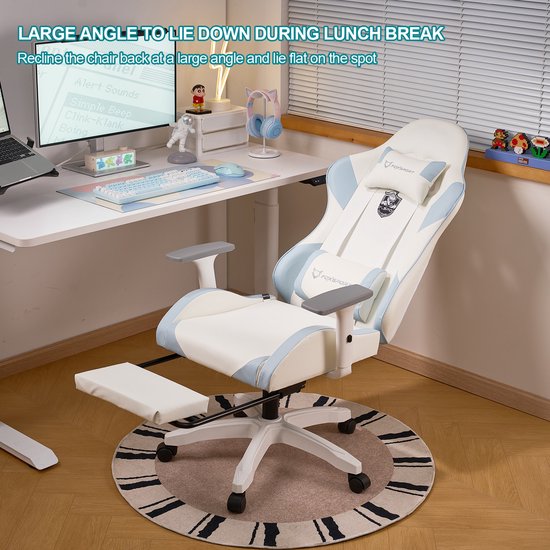 ALFORDSON Ergonomische Gamingstoel - Met Massage, Lendenkussen & Hoofdsteun - Blauw