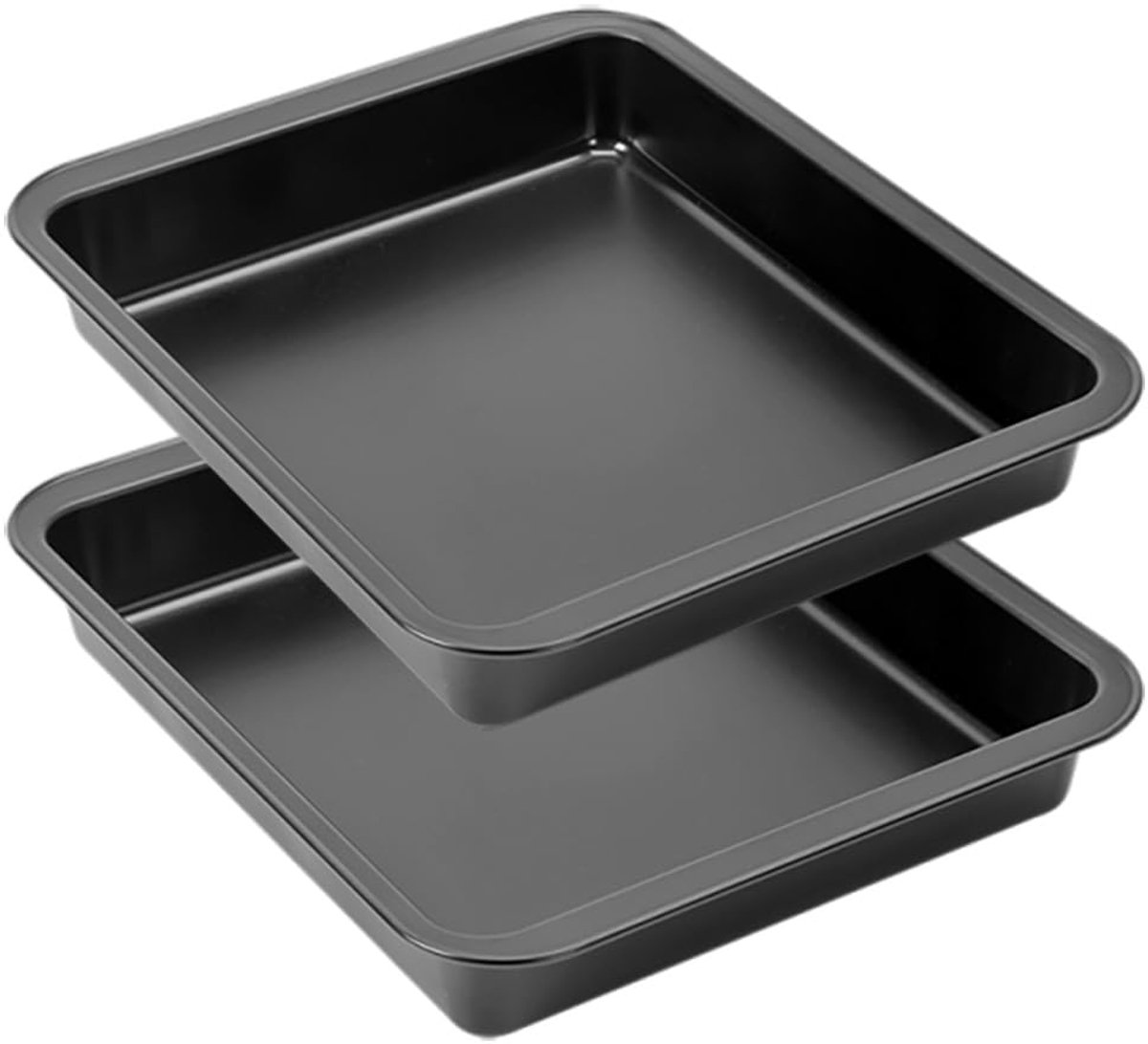 Ibenzoa® Set van Twee Vierkante Ovenschaalen van Koolstofstaal met Antiaanbaklaag – Perfect voor Diverse Bakgerechten