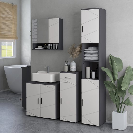 Wastafelonderkast Trinidad met Uitsparing met 2 planken - Wastafelmeubel MDF/Bamboe - 4goodz