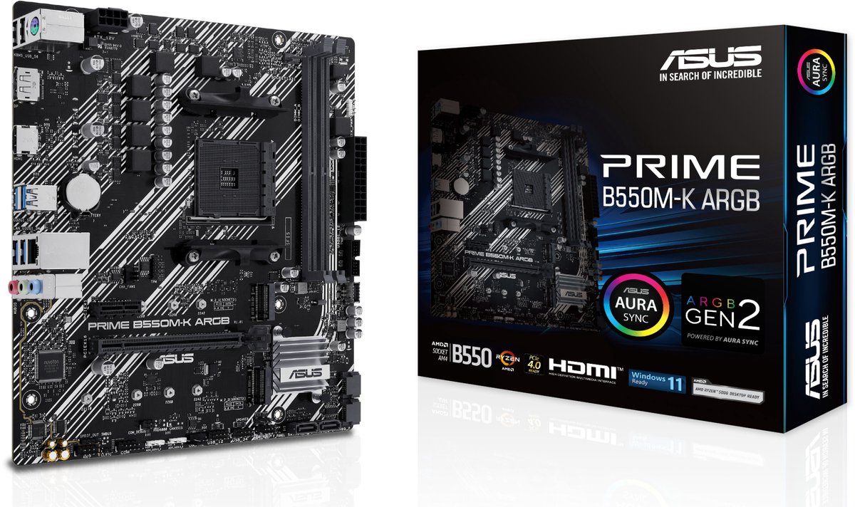 ASUS PRIME B550M-K ARGB AMD B550 Socket AM4 micro ATX